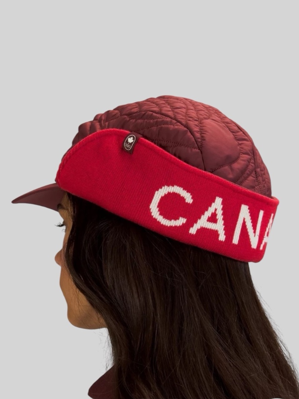 NWT Team Canada Quilted Trapper Hat COC Logo In Crimson/Red/White | Size S/XS